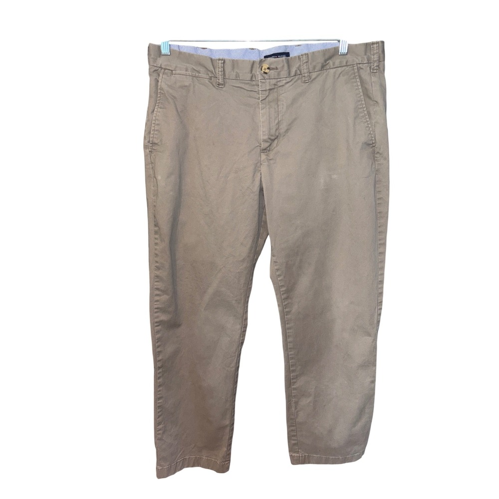Tommy Hilfiger Mens Khaki Chino Pants Stretch Cotton Twill Straight 38x30 Tan
